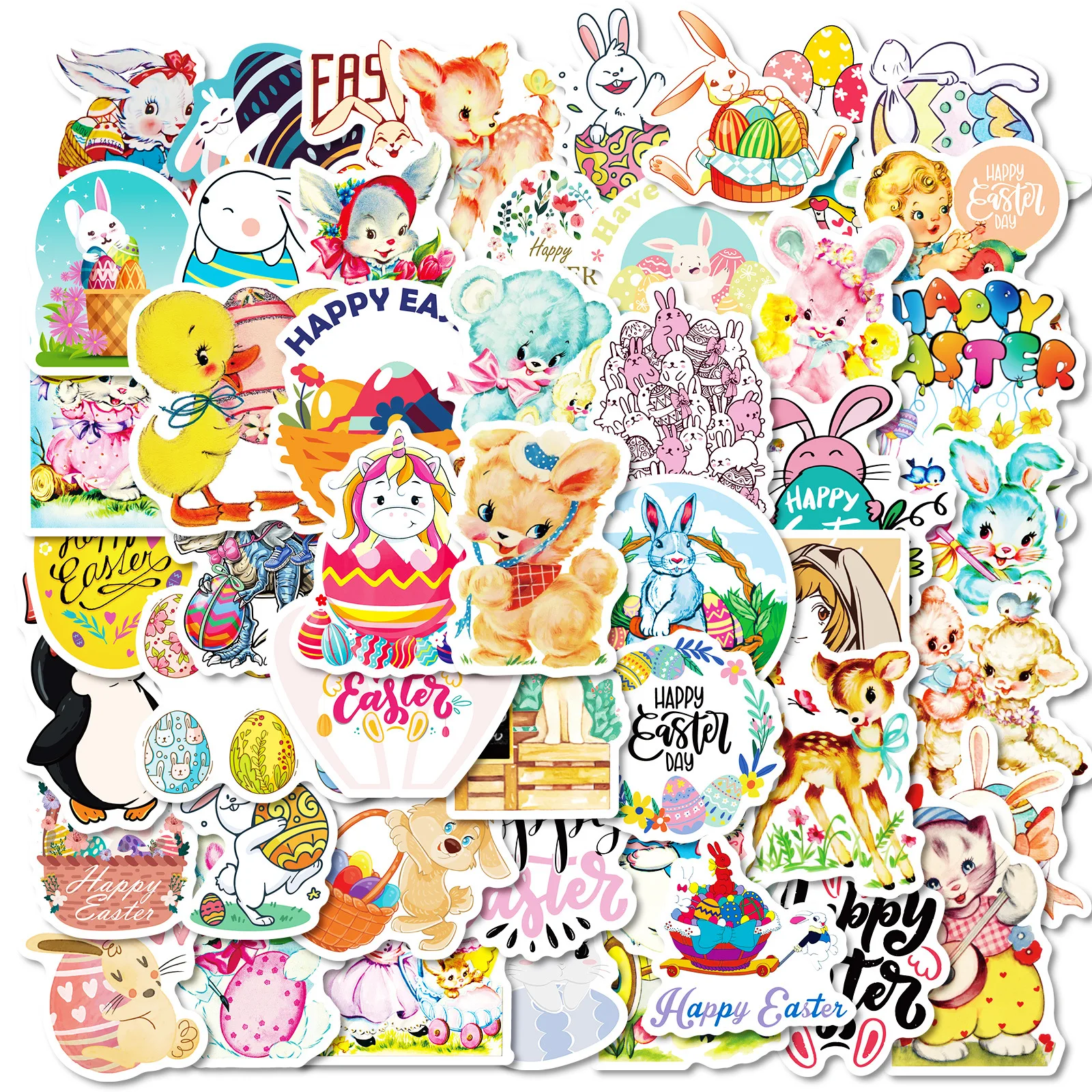 10/30/50PCS Cute Bunny Easter Sticker Cartoon Graffiti Decoration Laptop Luggage Phone Case Skateboard Waterproof Decal Kids Toy