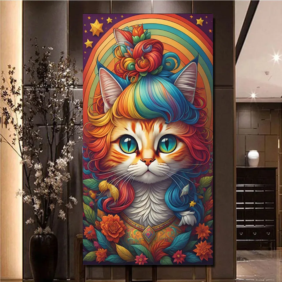 5D Diamond Painting Fantasy Skull Flowers Woman Cat Cross Stitch Diamond Embroidery Full Diamond Mosaic DIY Rhinestone S1022