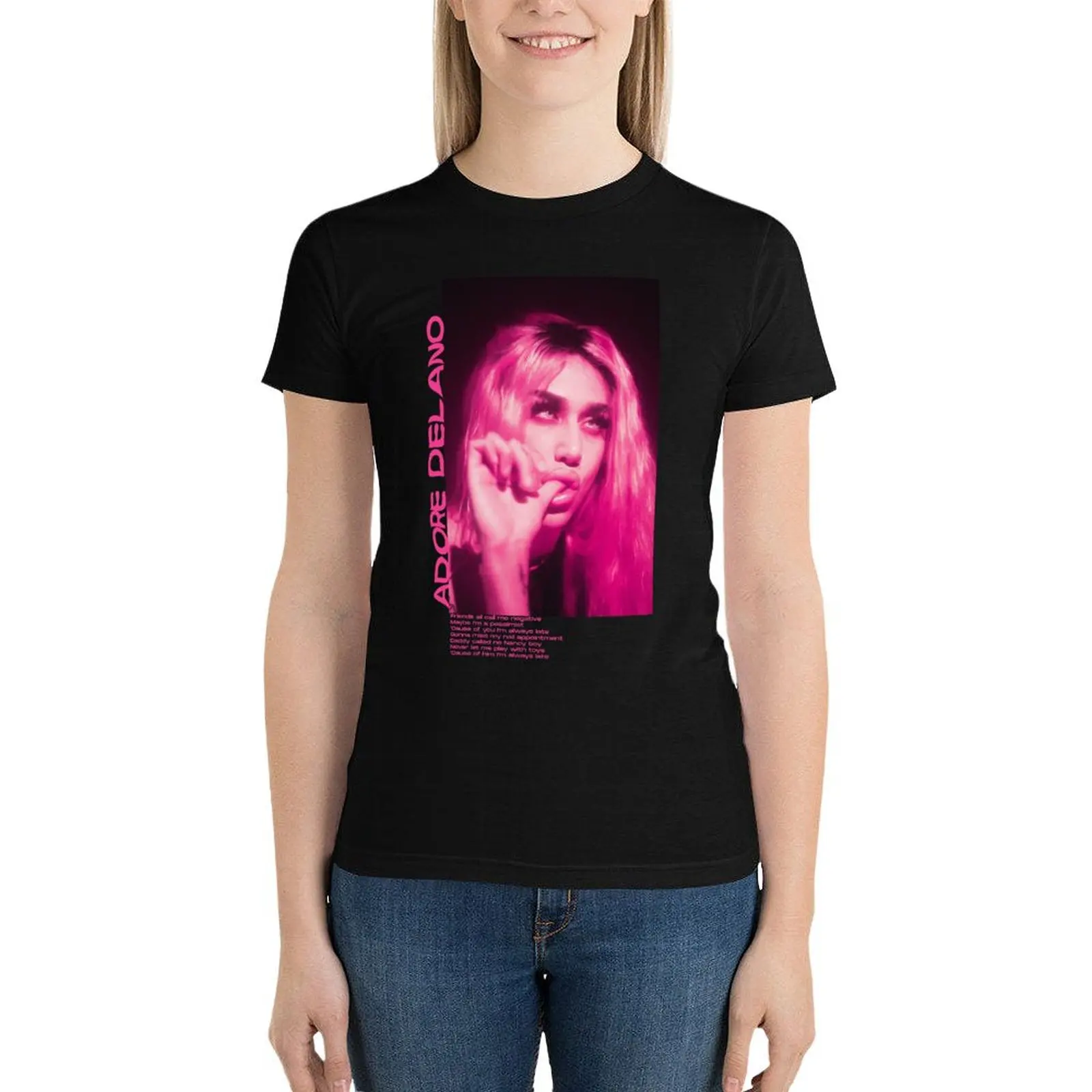 

adore delano || pink negative Nancy T-Shirt female Short sleeve tee Womens graphic t shirts