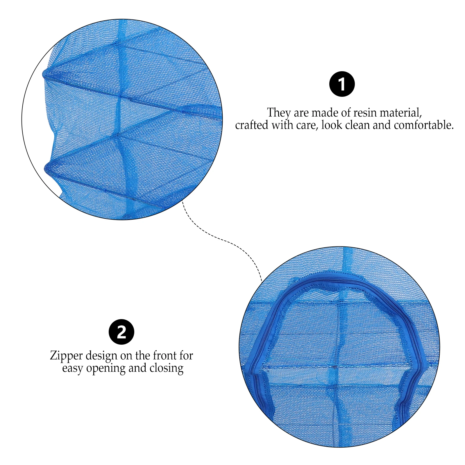 

Foldable Drying Cage 35# Triple Layer 65cm Cross Frame Net for Vegetables Fish Blue Nylon Storage Zipper Outdoor Indoor