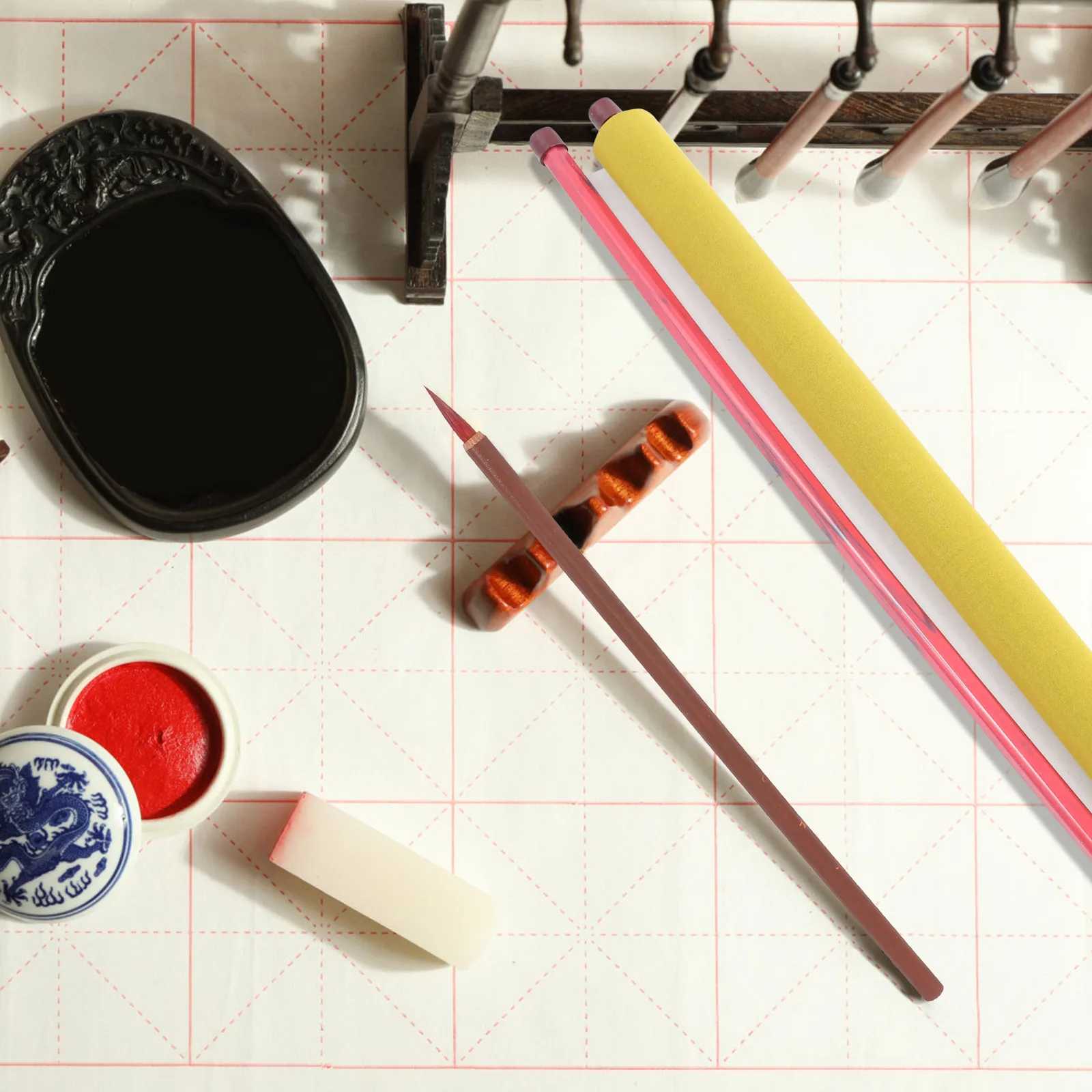 

2pcs Calligraphy Scrolls Practice Mats Water Writing Brush Painting Hangable Cloth Sumi Ink Art Strong Absorbency Home Bedroom