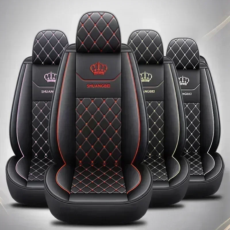 غطاء مقعد سيارة فورد رينجر عالي الجودة مطرز بتاج عالي الجودة من جلد البولي يوريثان مقاوم للماء غطاء مقعد كامل التفاف