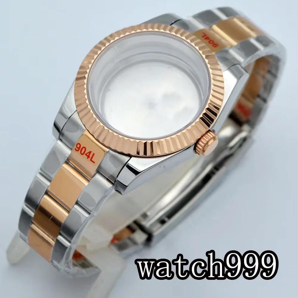 

36mm/40mm silver/rose gold case fit NH35 NH36 ETA2836 Miyota 8205 8215 DG2813 3804 movement sapphire glass Steel strap