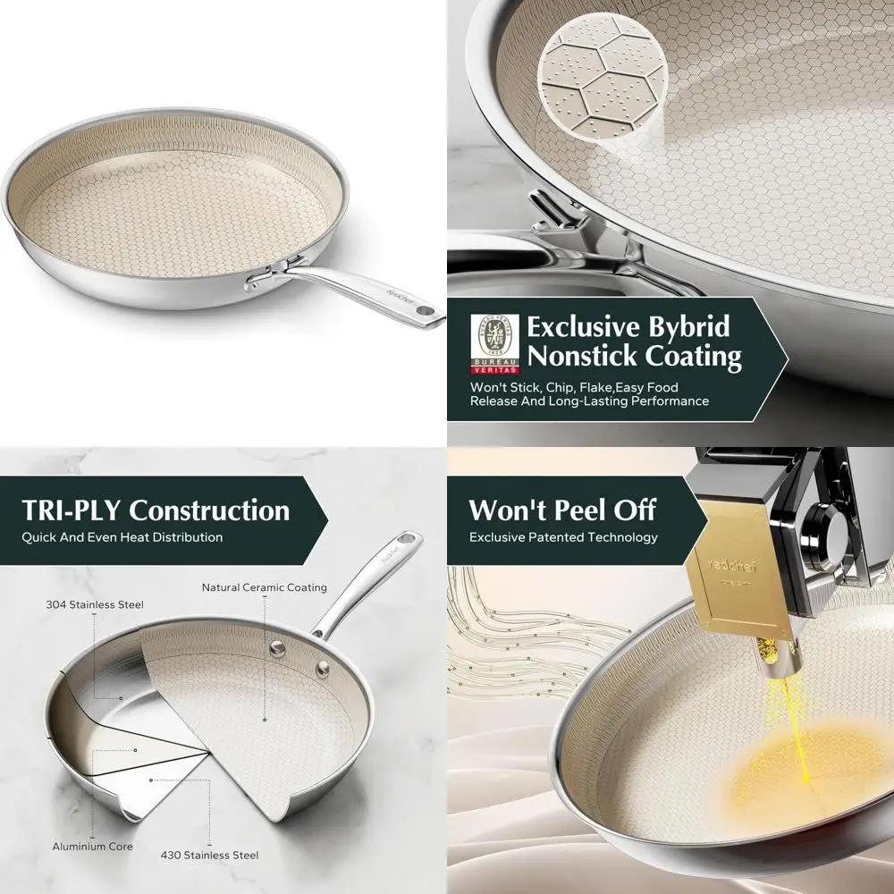 

Hybrid Ceramic Nonstick 11-Inch Fry Pan with Cool Handle, Dishwasher and Oven Safe, Induction Ready, Tri-Ply Construction for En