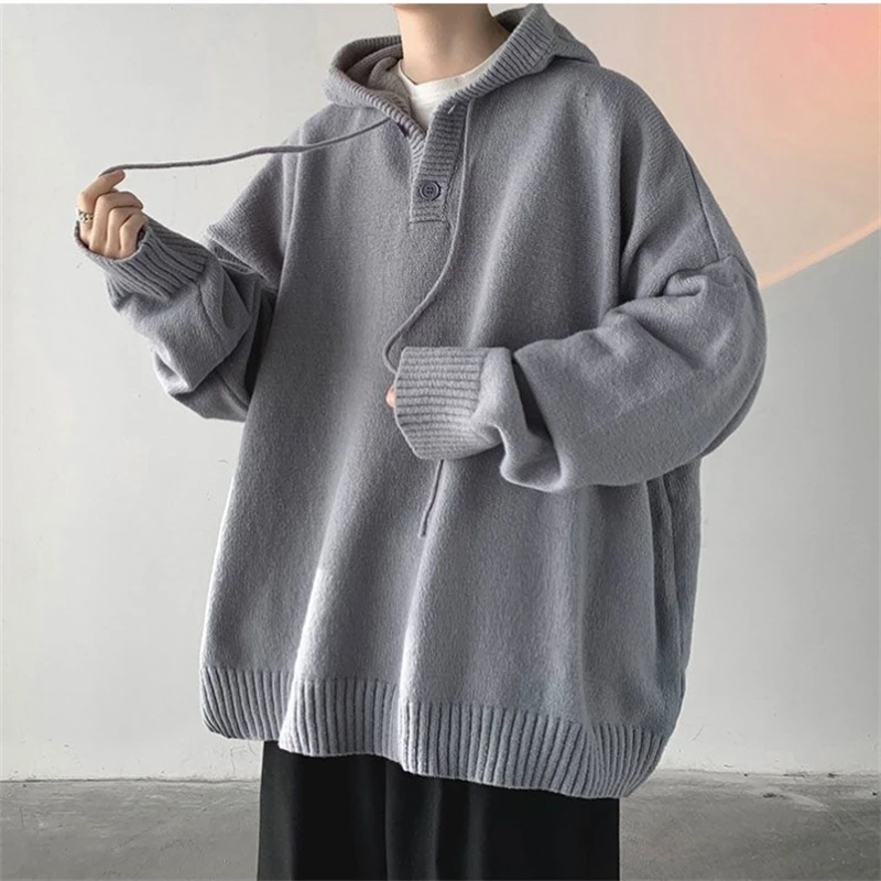 

Vintage Fashion Hoodie Men and Women Hooded Sweaters Autumn Casual Streetwear Harajuku Pullover Knitted Sweater Solid Color Tops