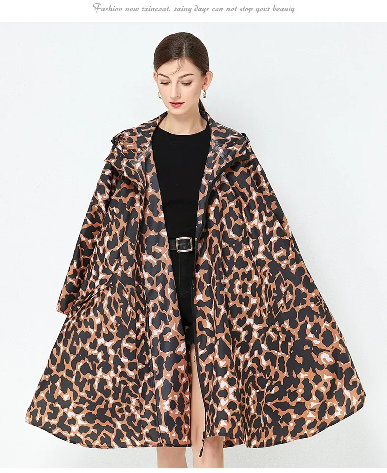 Leopard Cape Raincoat Rain Poncho Womens Coat Women Down Coats Woman Motorcyclist Cover Women\'s Rainrainwater Waterproof Jackets