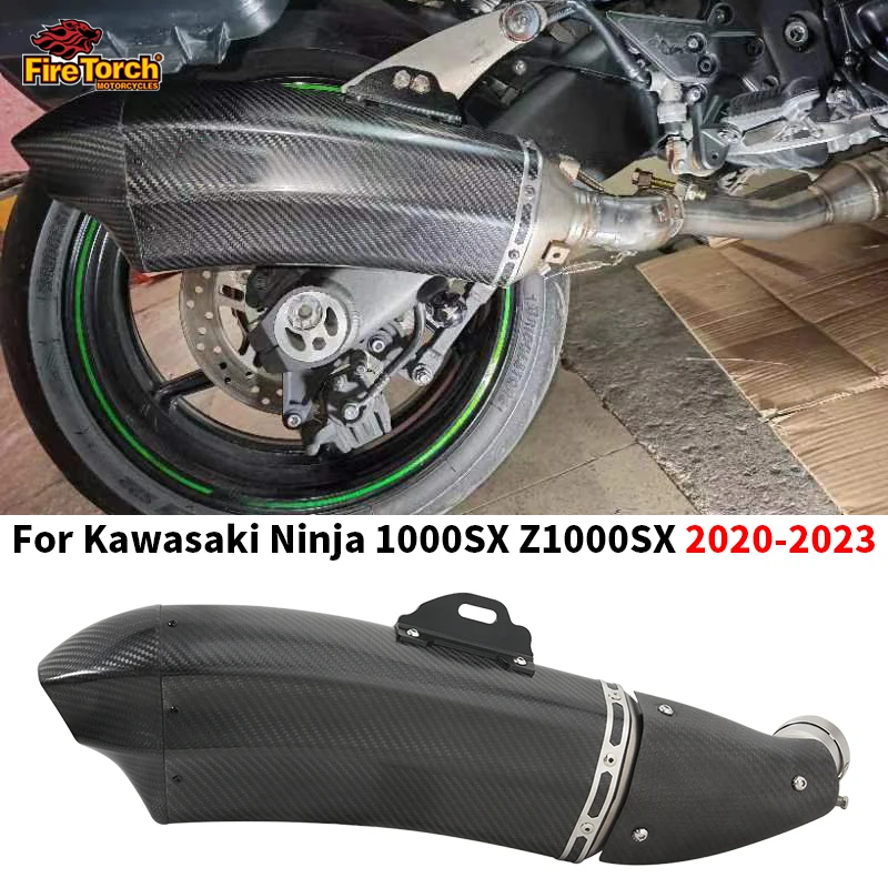 Slip On For Kawasaki Ninja1000SX Z1000SX 2020 2021 2022 2023 Motorcycle Escape Exhaust Carbon Fiber Muffler Middle Link Pipe