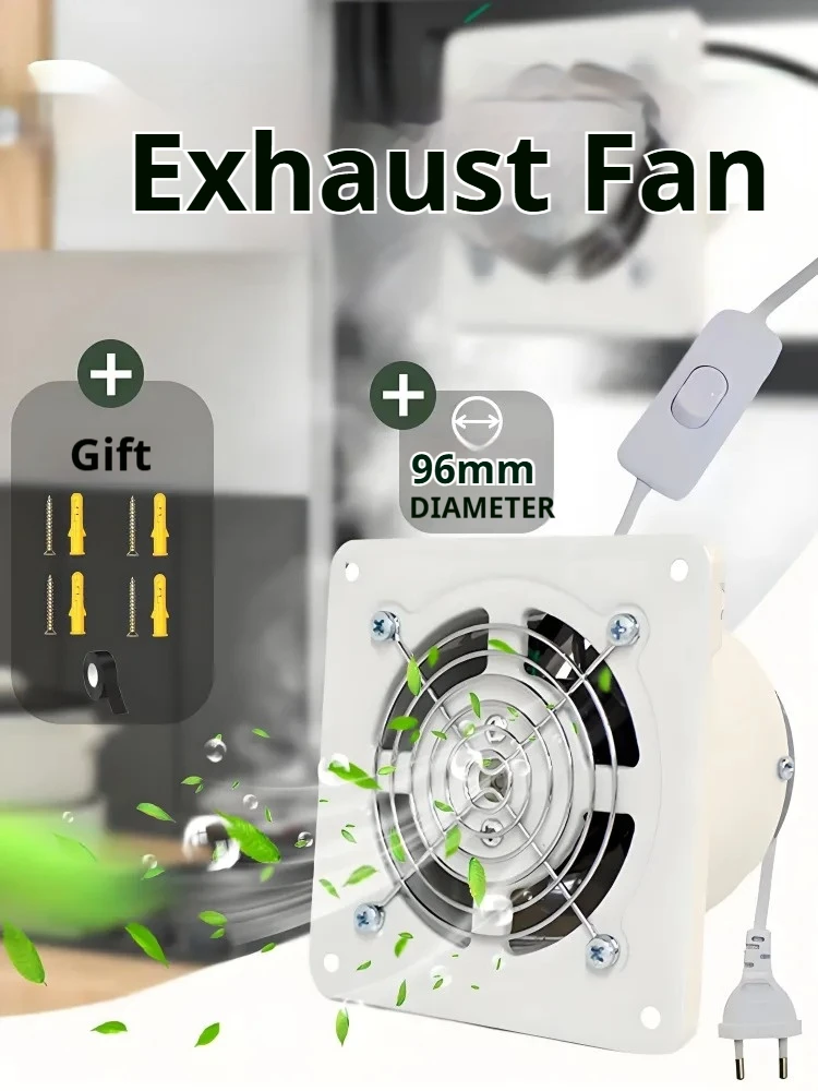 

220V EU/UK/AU 4"6" Electric Exhaust Fan Toilet Powerful Mute Extractor Household Wall Kitchen Inbline Duct Fan Ventilation Fan