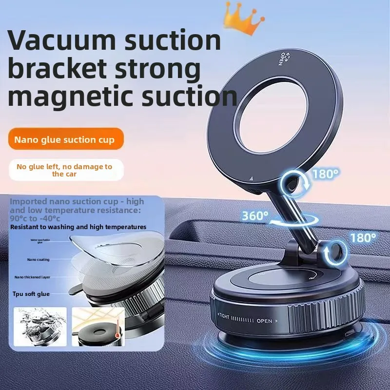 X53 Magnetic Phone Holder Rotating Folding Vacuum Suction Mag Stand For Car Navigation Gym Kitchen Streaming Bracket