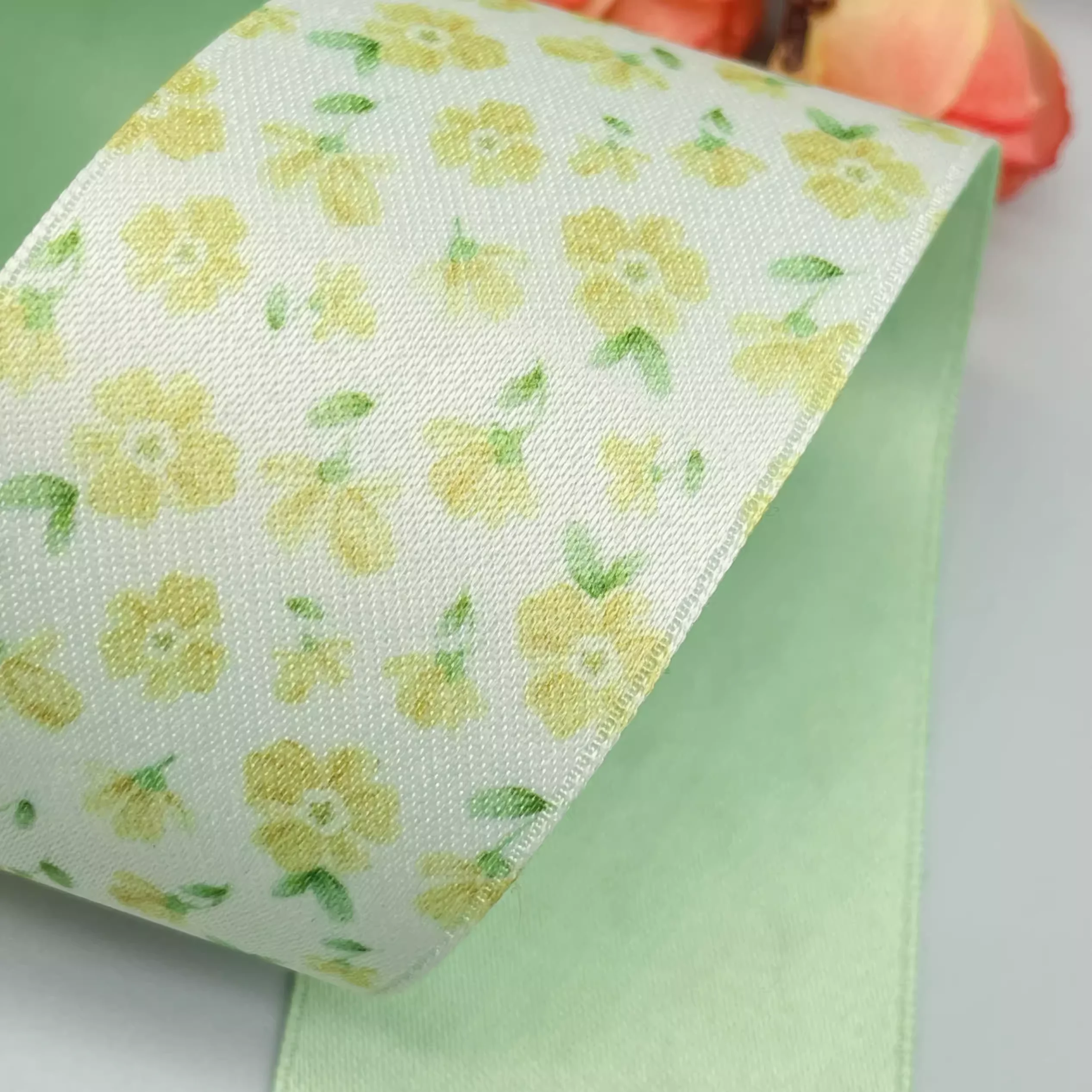 AB face flower 5Yards38mm ribbon DIY handmade material Headwear for hair bows clothing shoesaccessories 240612