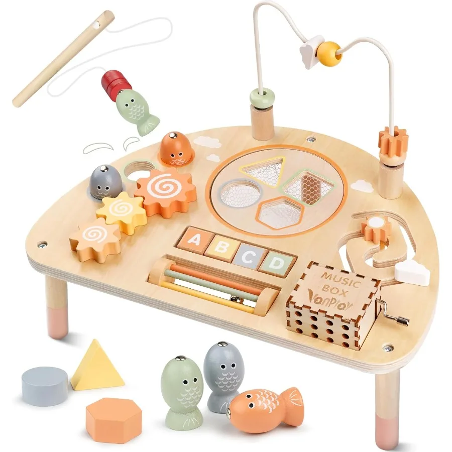 

Activity Table for 1 Year Old Montessori Toys for 1 2 Year Old Girls Boy Gifts 8 in 1 Wooden Sensory Play Table for Toddler 1-3