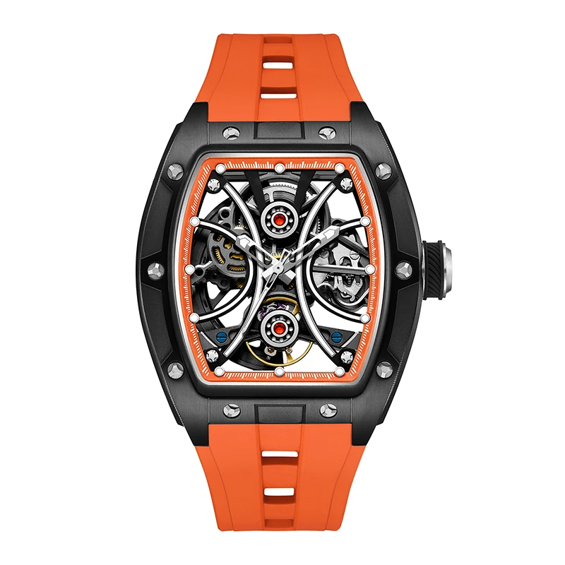 ساعة هيكل عظمي بحركة ميكانيكية أوتوماتيكية، ساعات يد مضيئة مقاومة للماء للرجال والنساء