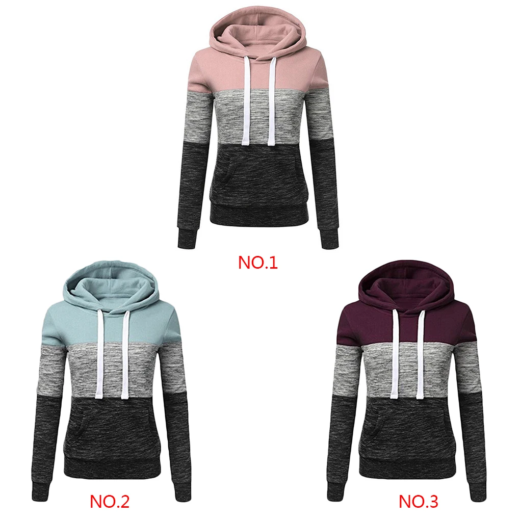 Damskie dziewczęce bluzy z kapturem na sznurki, patchworkowe bluzy z kieszeniami, bluza z kapturem