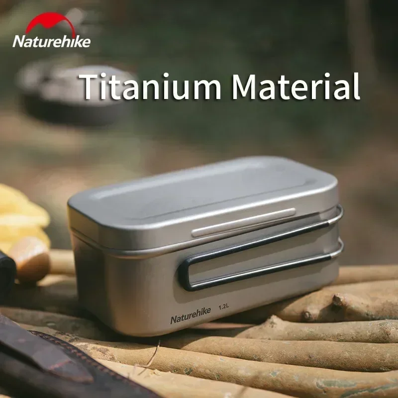 

Naturehike 0.8L/1.2L Outdoor Titanium Lunch Box Camping Picnic Heatable Square Bento Box 212G Ultralight Travel Portable Bowl