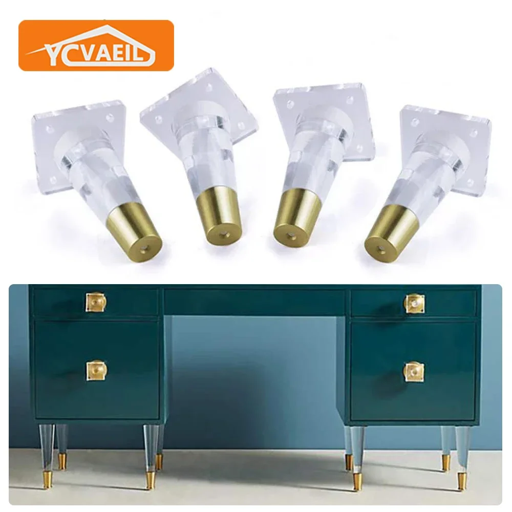 4pcs Acrylic Furniture Legs Home Replacement Foot Height 12/15/20cm Modern TV Stand Cabinet Sofa Feet Coffee Table Legs Hardware