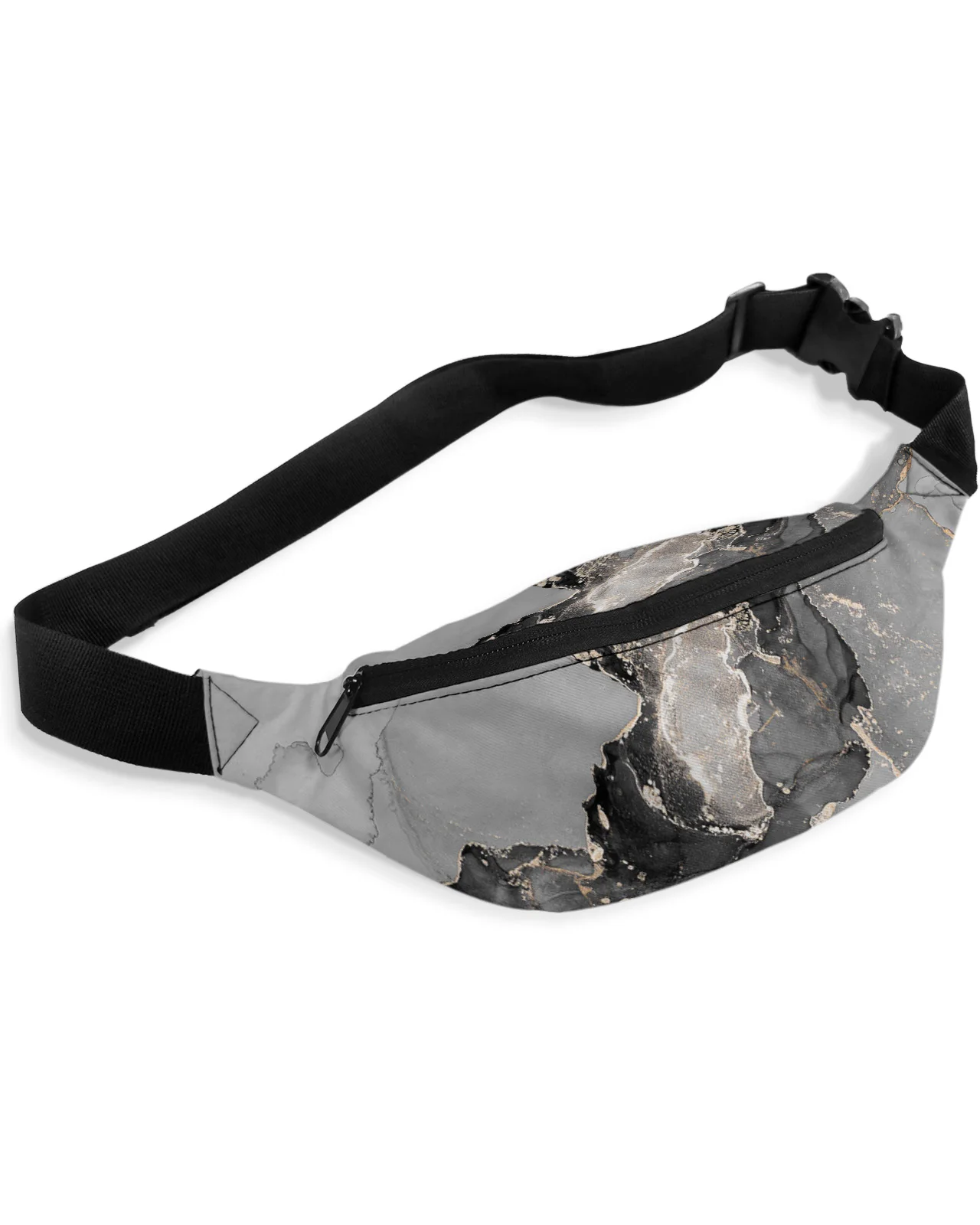 Marble Texture Black Waist Bag Women Men Belt Bags Large Capacity Waist Pack Unisex Crossbody Chest Bag