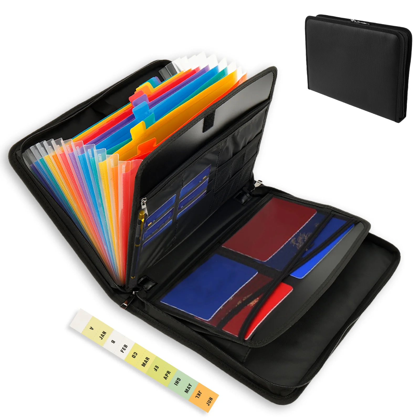 

Expanding File Folder Fireproof File Organizer Portable Document Organizer Receipt Folder with Colorful Labels for School Office
