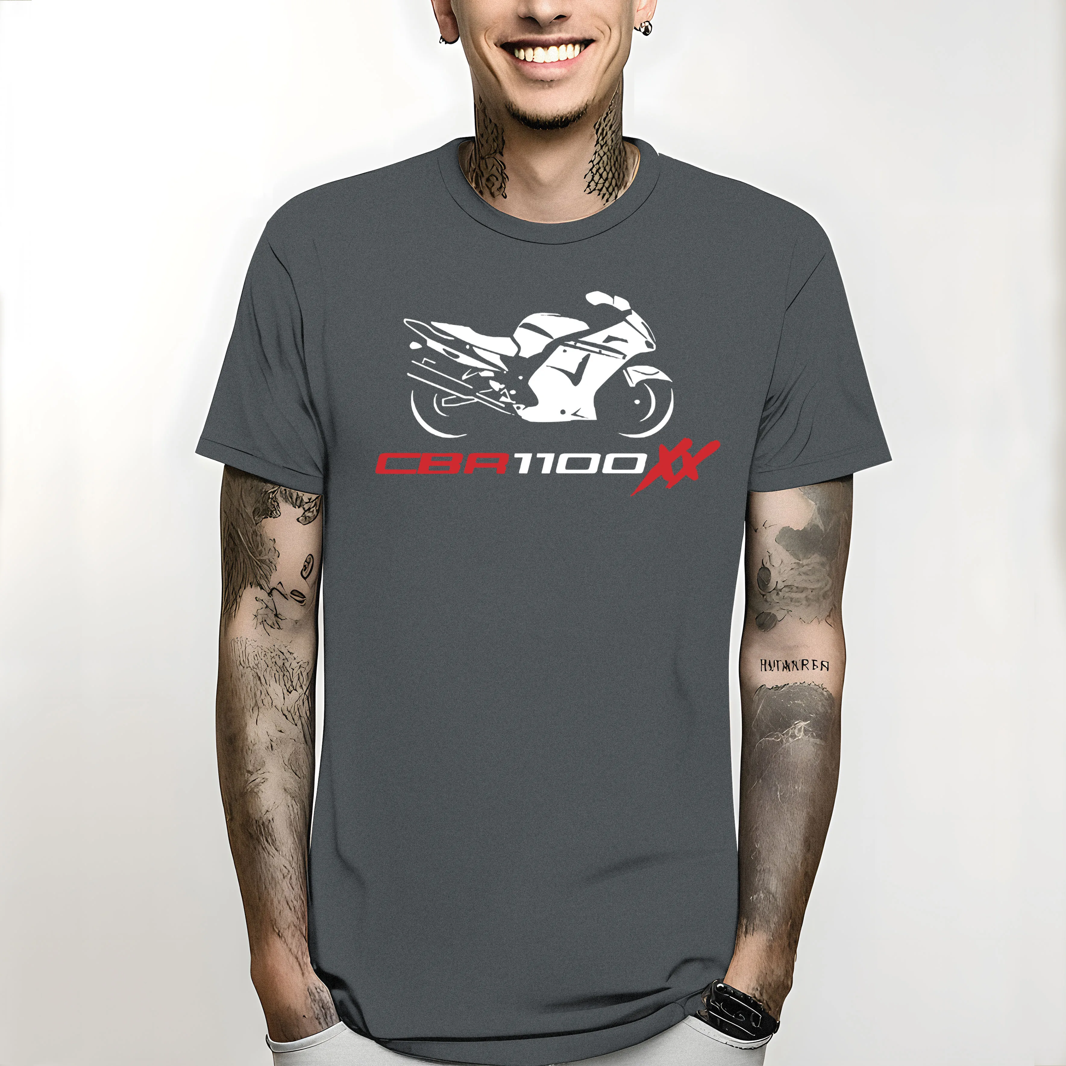 Short Sleeve.T-Shirt For Bike Hon Cbr 1100 Xx Super Blackbird Tee shirt Motorcycle Motomen 2024 Summer Round Neck Men clothing