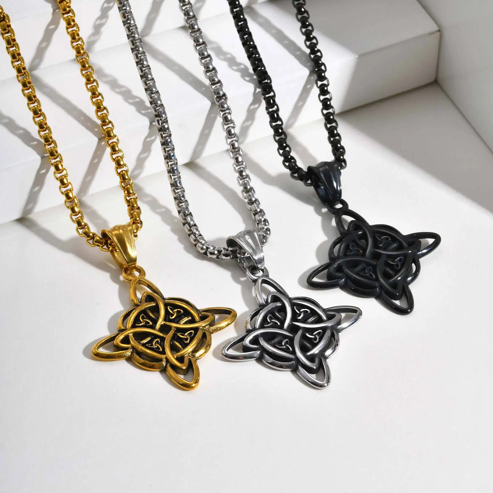 Nordic Celtic Knot Pendant Necklace — Available in Three Colors — Streetwear Hip-Hop Men's Accessories — Unisex