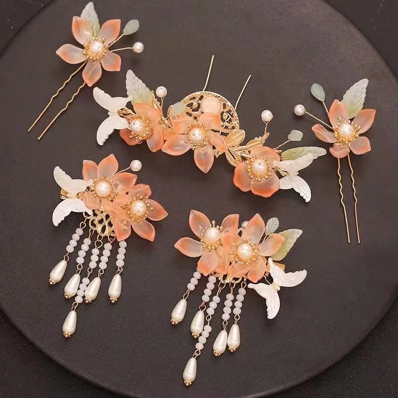 

2025 Hanfu Jewelry Hairpin Set Super Fairy tassel Hairpin Insert Comb Ancient Style Headpiece Step Shake Hairpin