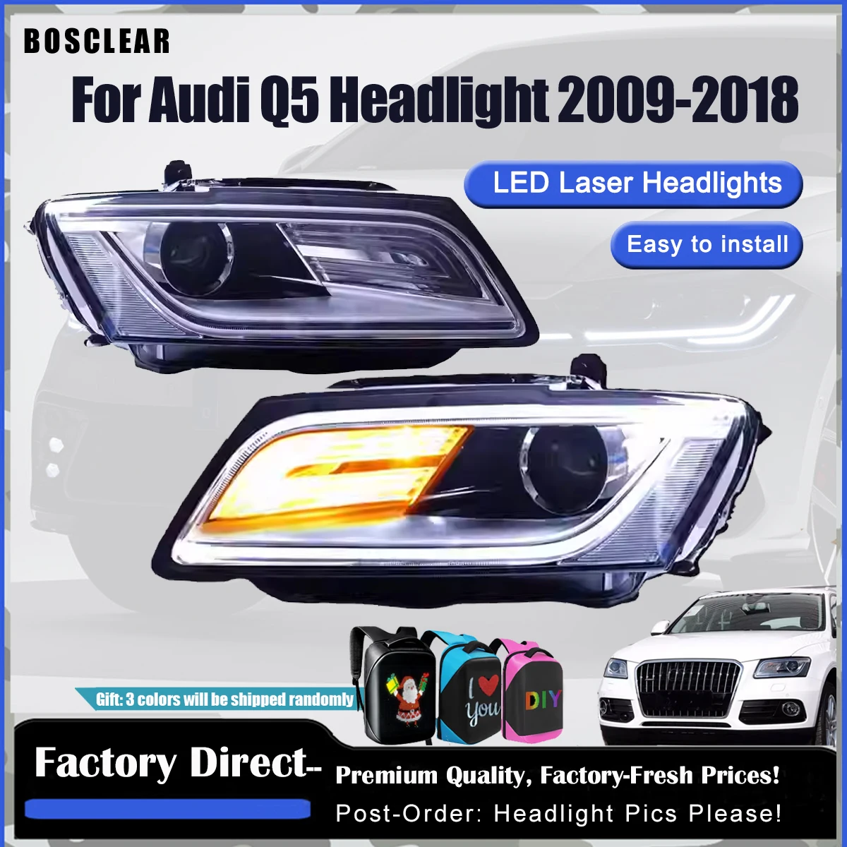 

Car headlights For Audi Q5 2009-2018 Headlights Fog Lights Audi Q5 LED Laser Head Lamps Turn Signal Lamp Assembly Auto Accessory