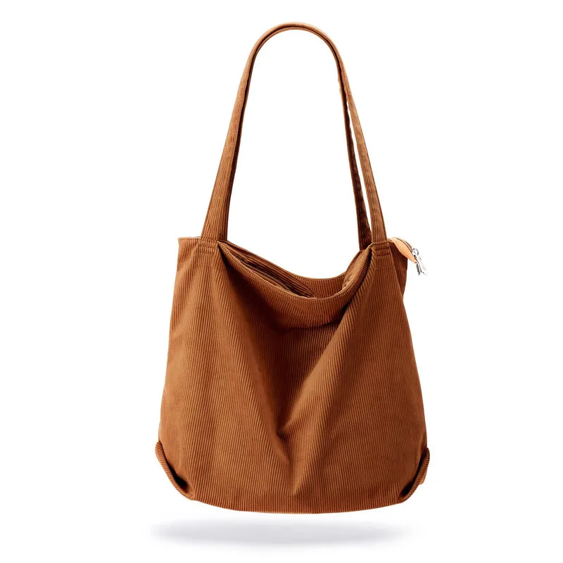 

New corduroy handbag, casual large capacity shopping bag, simple retro shoulder bag, underarm women's bag