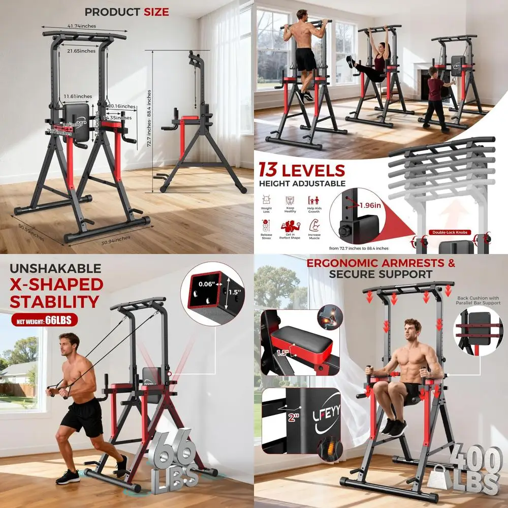 

Многофункциональный тренажер Power Tower: турник, брусья, регулируемая высота (13 уровней), для домашнего спортзала, нагрузка до 400 фунтов