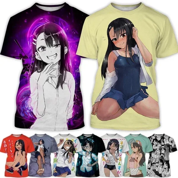 Summer Men and Women Anime Cartoon Sexy Character Nagatoro 3D Printing T-shirt Personalized Hip-hop Fashion Casual T-shirt