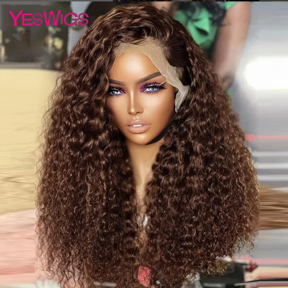 HD 13x6 Jerry Curly Chocolate Brown Lace Front Human Hair Wigs On Sale 13x4 Deep Wave Lace Frontal Wig Colored Human Hair Wigs