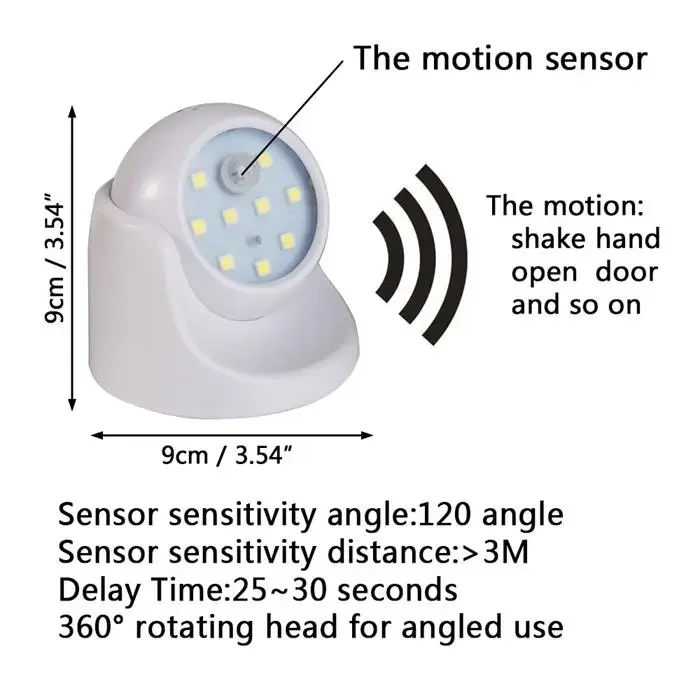 2 Pack 360-degree Motion Sensor Light Outdoor Battery Waterproof Wireless LED Battery Powered Wall Light Auto on/Off Night Light image 4