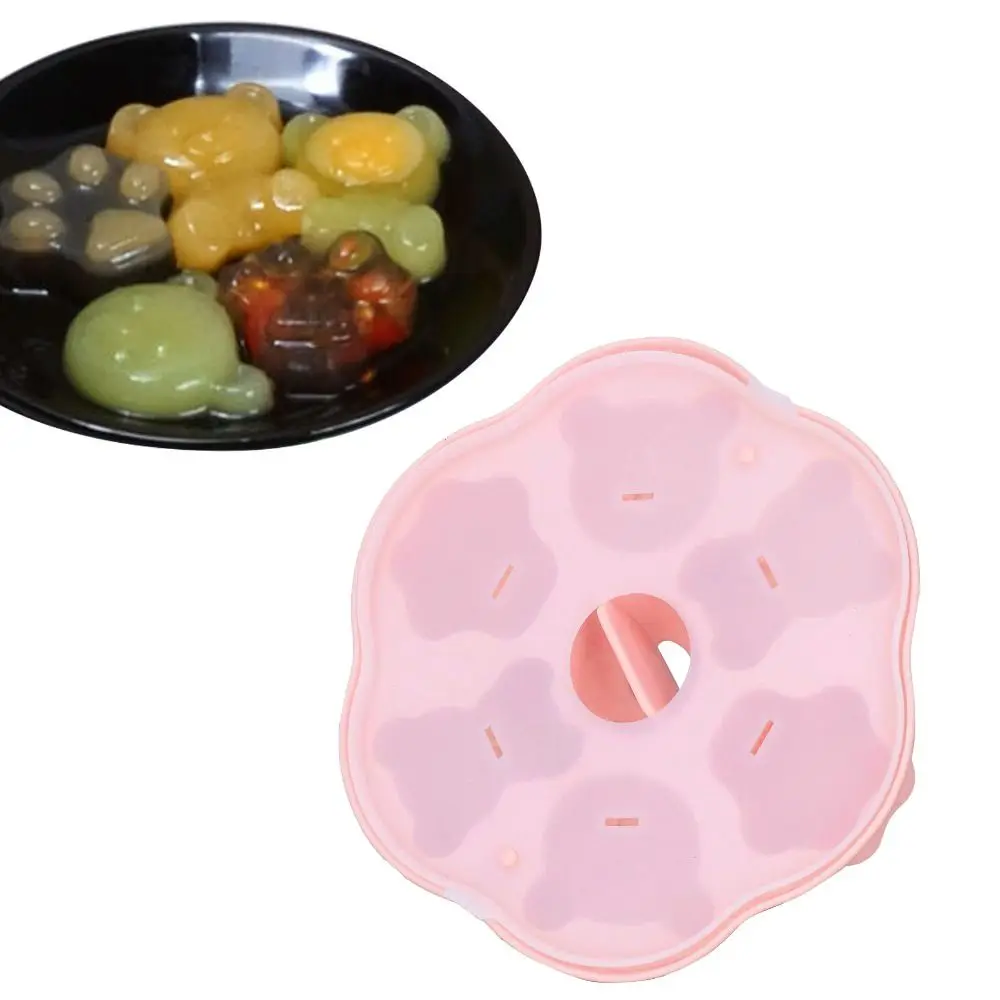 Cute Silicone Ice Cube Tray With Lid Bear Cat Shape Pudding Mold Non-Stick Surface Cake Mould Home view 4
