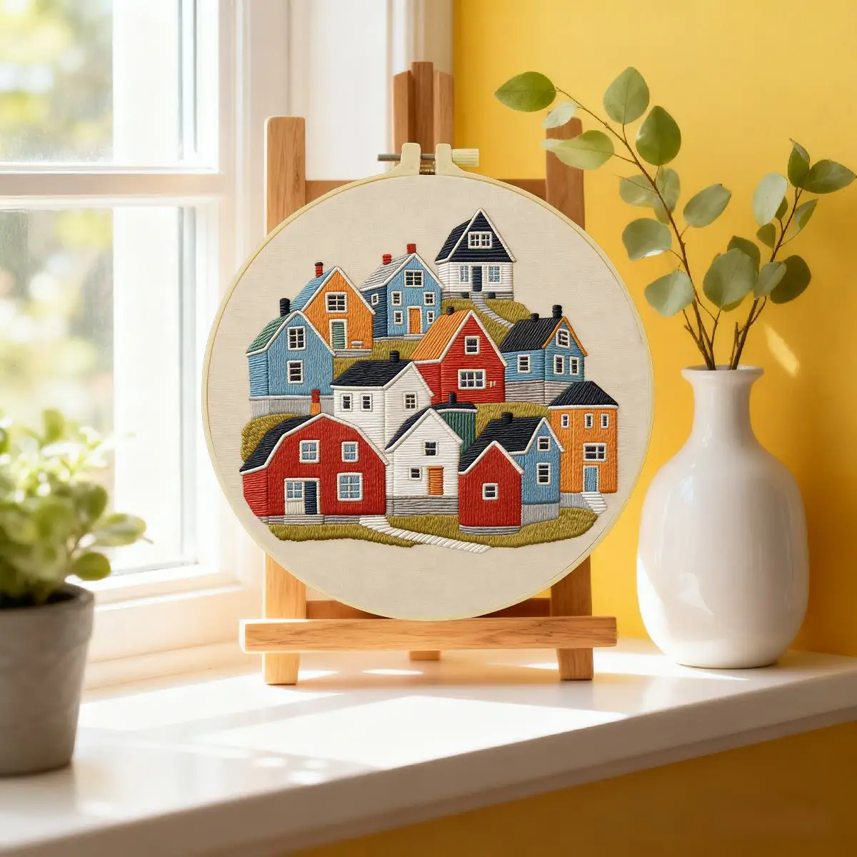 1 Stück 20X20CM/15X15CM 7,87/6,3 Zoll Haus-Stickerei-Starter-Kit DIY-Kit DIY-Stickerei-Set Handarbeiten Heimdekoration Nähkunst – Detail 5