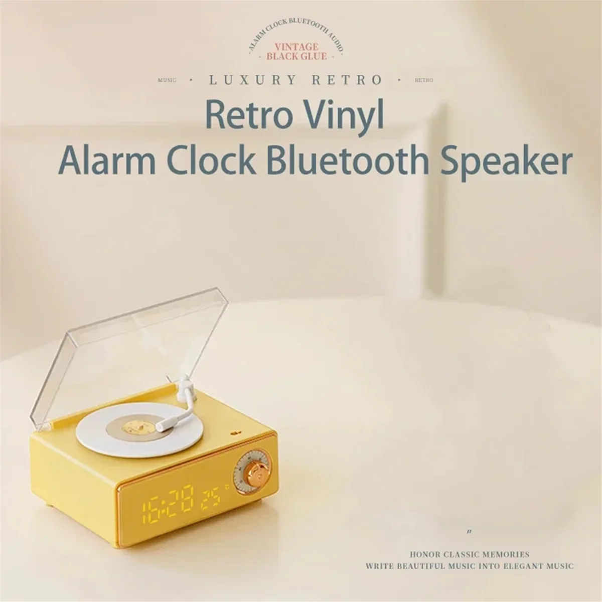

SEMOIC New Arrival Retro Record Player Alarm Clock Audio Speaker Rechargeable Wireless Loud Bluetooth Speaker Vinyl Phonograph