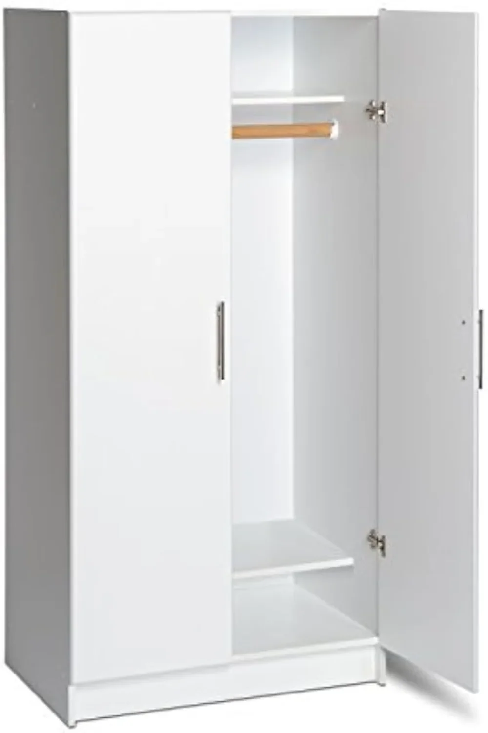 Functional Wardrobe Closet Cabinet with Hanging Rail, Simplistic 2-Door Armoire Portable Closet 32