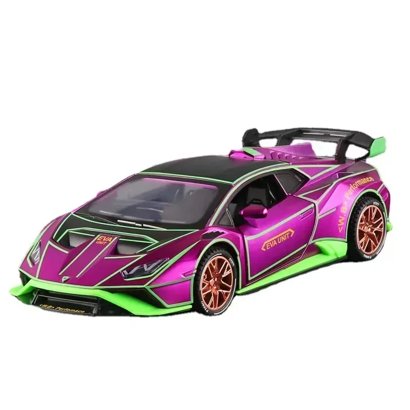 

1:24 Lambos Huracan STO Spray Supercar Alloy Diecasts & Toy Vehicles Metal Toy Car Model Sound and light Collection Toy