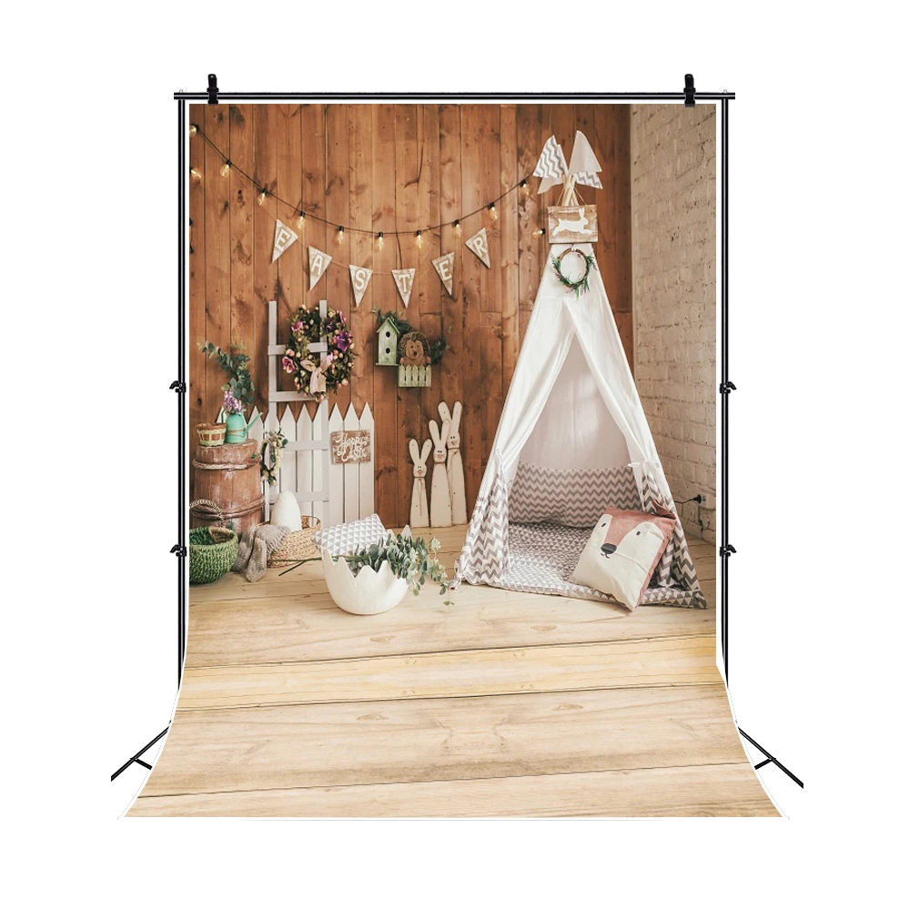 Happy Easter Photography Backdrop Spring Natural Landscape Green Grass Flowers Rabbit Eggs Kids Birthday Party Decor Background