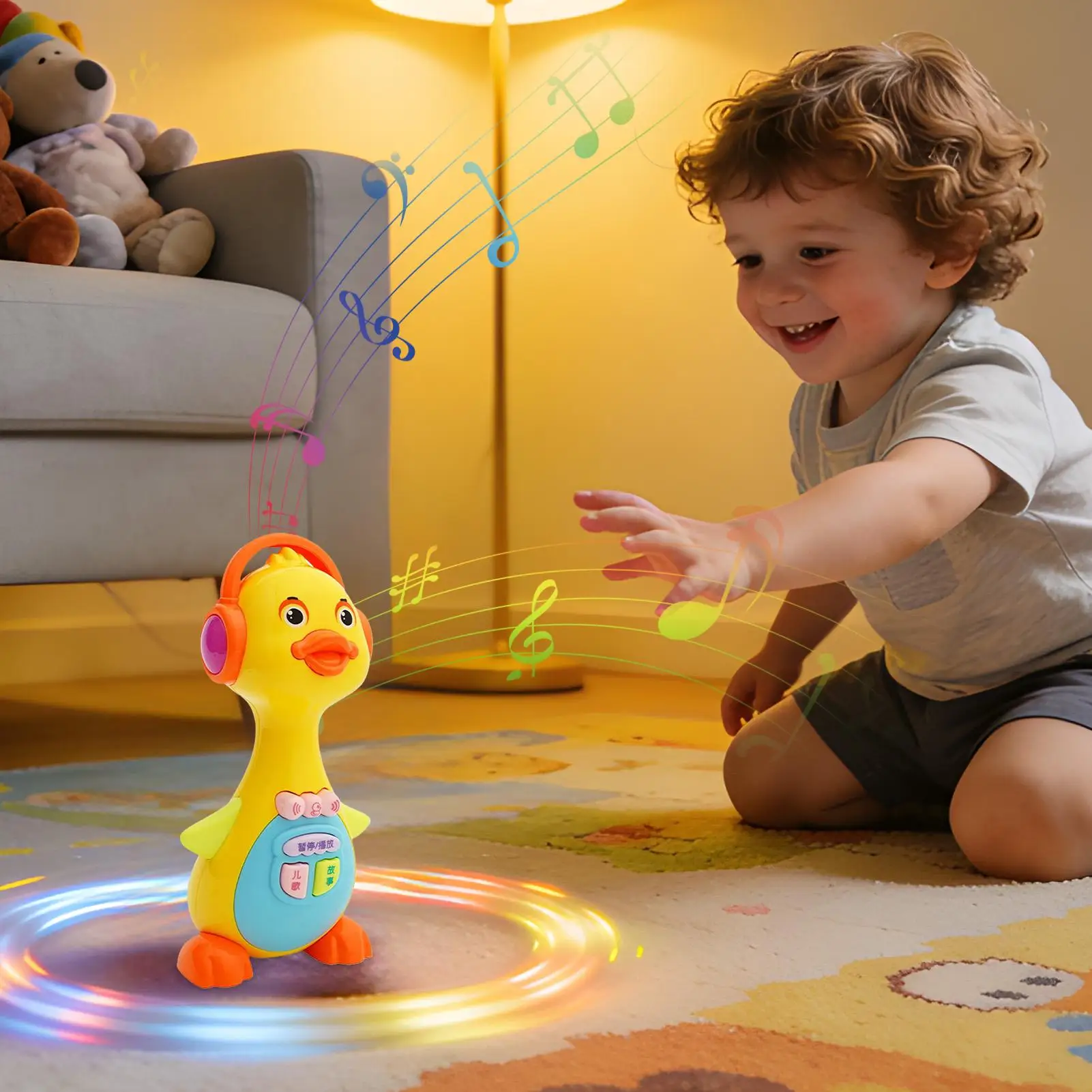 Electronic Toys Dancing Duck Funny Blink Eyes Flashing Light Shake The Body Cute Musical Cartoon Animal Educational Toy Kid Gift