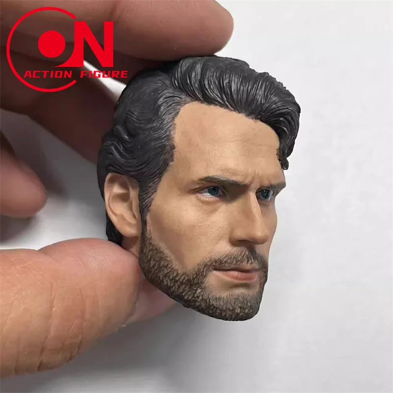 Cabeza esculpida de Henry Cavill barbuda, modelo tallado de cabeza de PVC para muñecos de cuerpo de figura de acción de soldado masculino de 12 pulgadas, 1/6