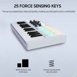 M-VAVE Portable MIDI 25-Key USB MIDI Keyboard Controller With 8 Backlit Drum Pads 8 Knobs 8 RGB Music Keyboard Instruments
