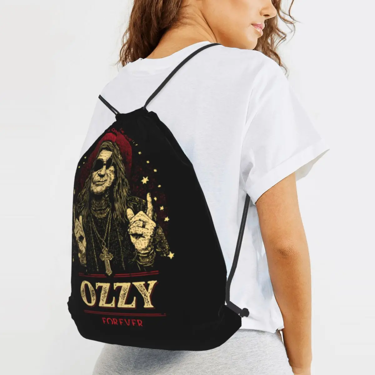 Black Sabbath Ozzy Rucksäcke, multifunktionale Tasche mit Kordelzug, Schuhtasche, Büchertaschen für Reisen, Schule