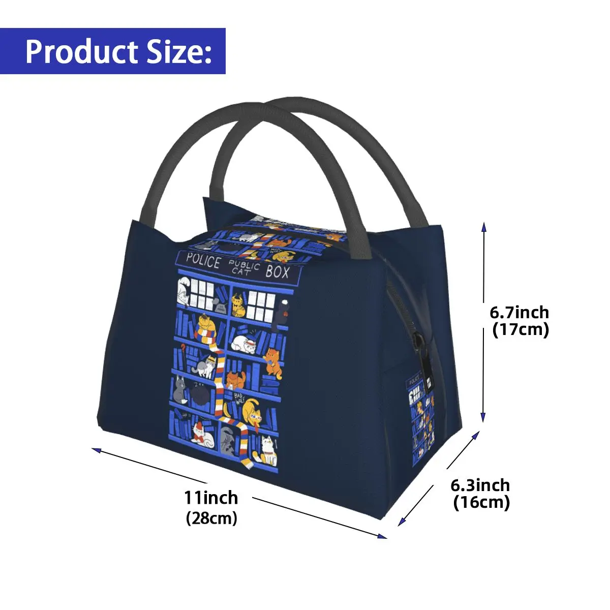 Library Box Who Insulated Lunch Bag for School Bento Storage Food Boxes Portable Container Cooler Thermal Lunch Box Tote