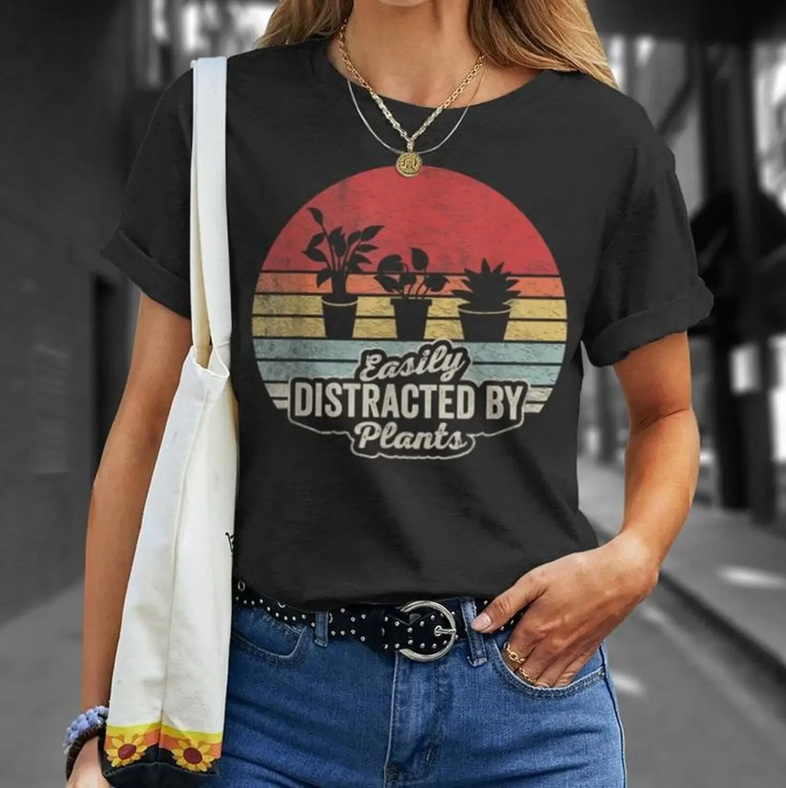 

Retro Vintage Easily Distracted By Plants Gardening Shirt, Vintage Gardening Tee