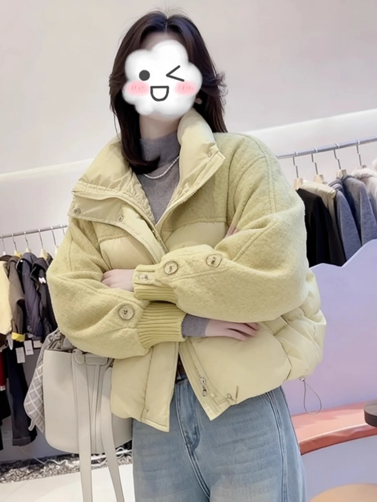 플러스 사이즈 패셔너블 패치워크 스탠드 칼라 코튼 재킷 여성용 겨울 디자인 보온 다용도 슬림 아우터웨어