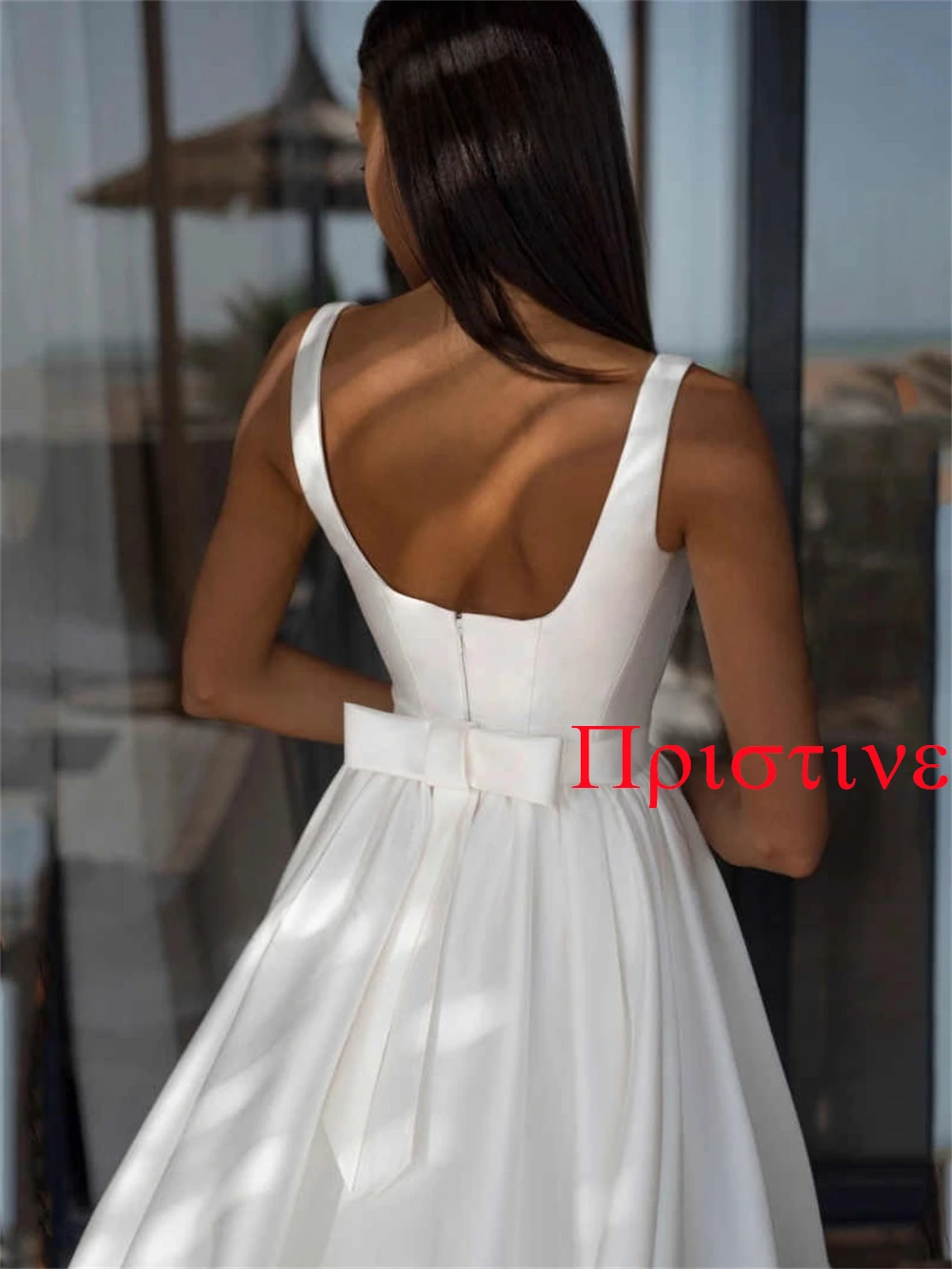 Customized White Satin Applique Pleat Wedding Party A-line Poretrait Long Dresses Elegant Formal Luxury  Temperament  Dress