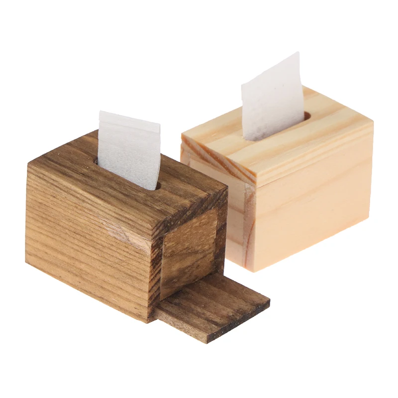 

1/12 Dollhouse Miniature Wooden Openable Tissue Box Simulation Dollhouse Furniture Toy Storage Box Tissue Box Without Tissue