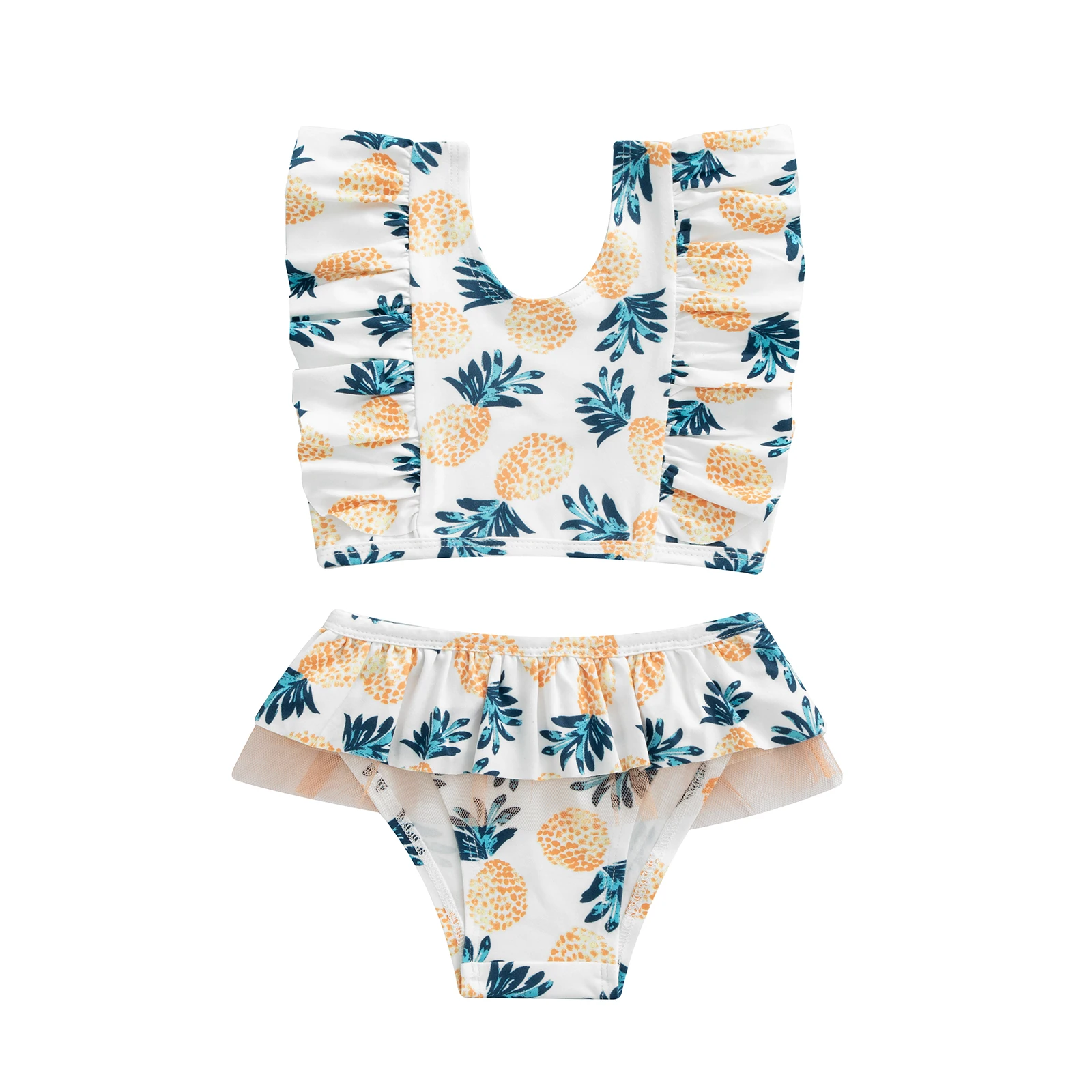 Ensemble de bikini à rayures colorées pour enfants, imprimé de dessin animé, précieux short en Y, maillots de bain d'été pour bébé fille, ensembles de bikini de plage, 2 pièces