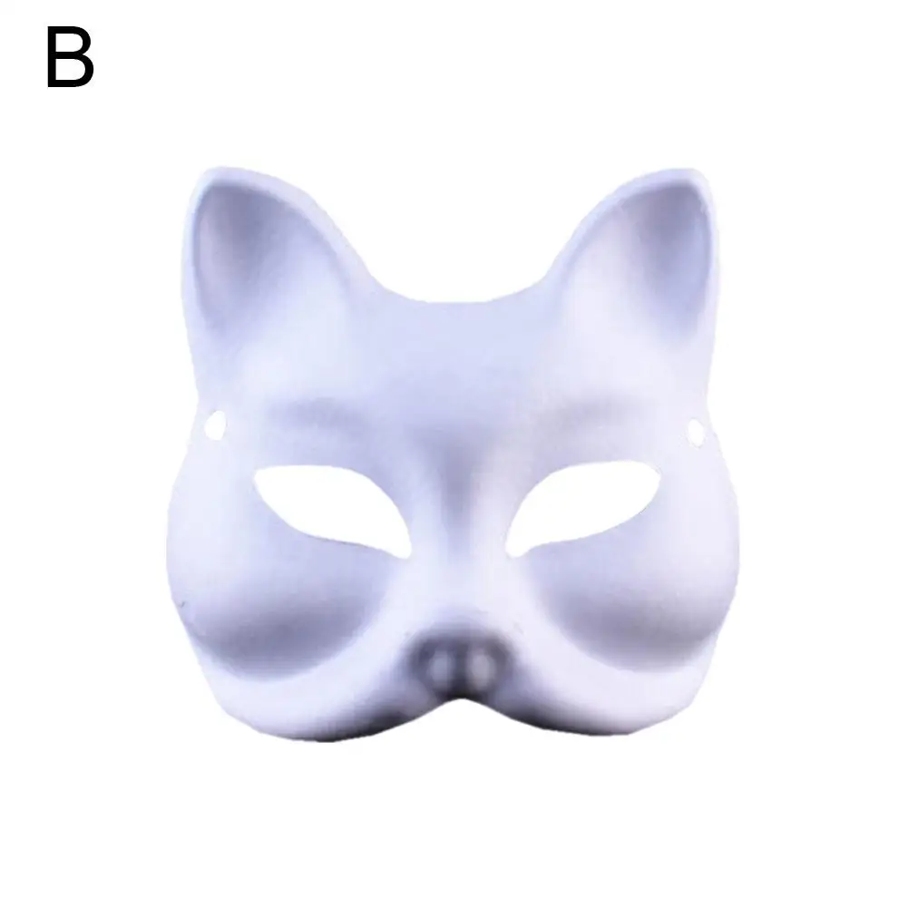 Cat Face Mask DIY Hand Painted Blank Mask Children's Mask Decor Kindergarten Teaching Party Costume Masquerade Costume Cosp B5E3