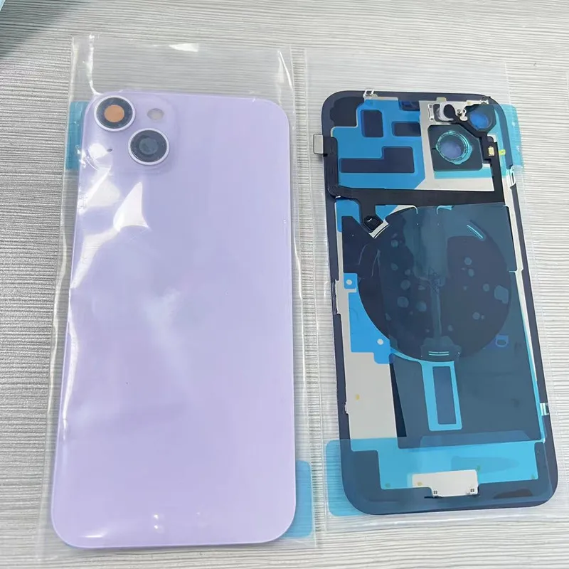 Coque arrière en verre pour iPhone 14 et 14Plus, boîtier de porte avec petites pièces, plaque métallique de câble flexible