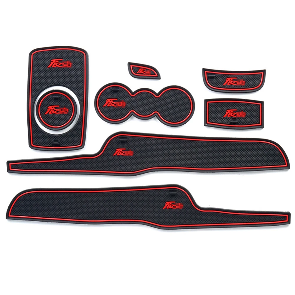8Pcs Car Anti-Slip Dust Protection Gate Slot Pads Anti-Slip Gate Slot Cup Mat Car Interior Accessories for Ford Fiesta 2009-2014
