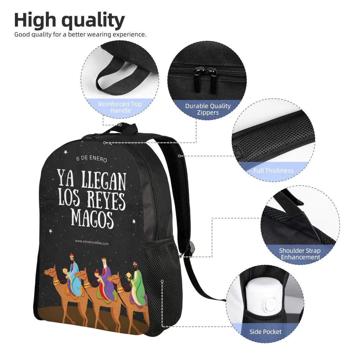 Children's Dia De Los Reyes Magos Backpack Preschool Kindergarten Backpacks Bag for Boys and Girls